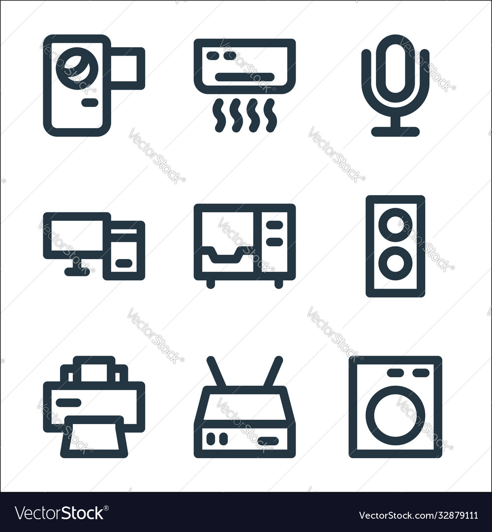 Electronics line icons linear set quality