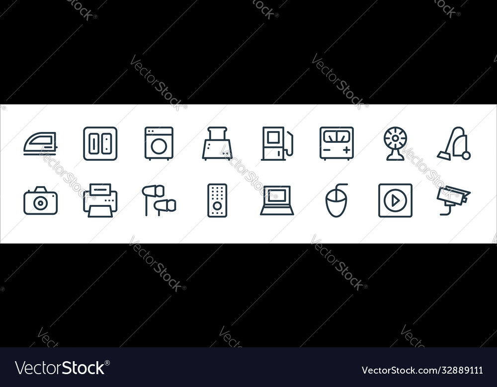 Electronics line icons linear set quality vector image Electronics line icons linear set quality