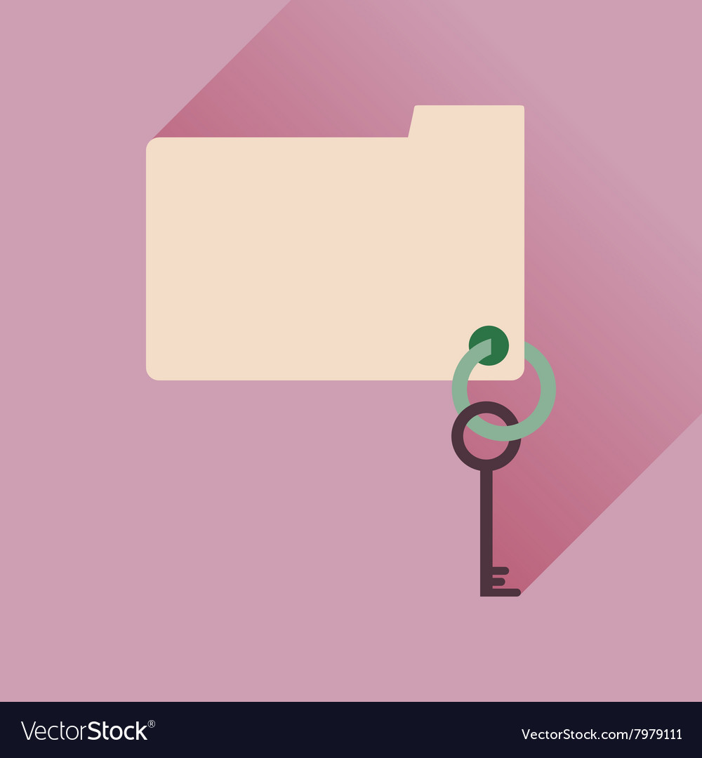 Flat icon with long shadow key folder