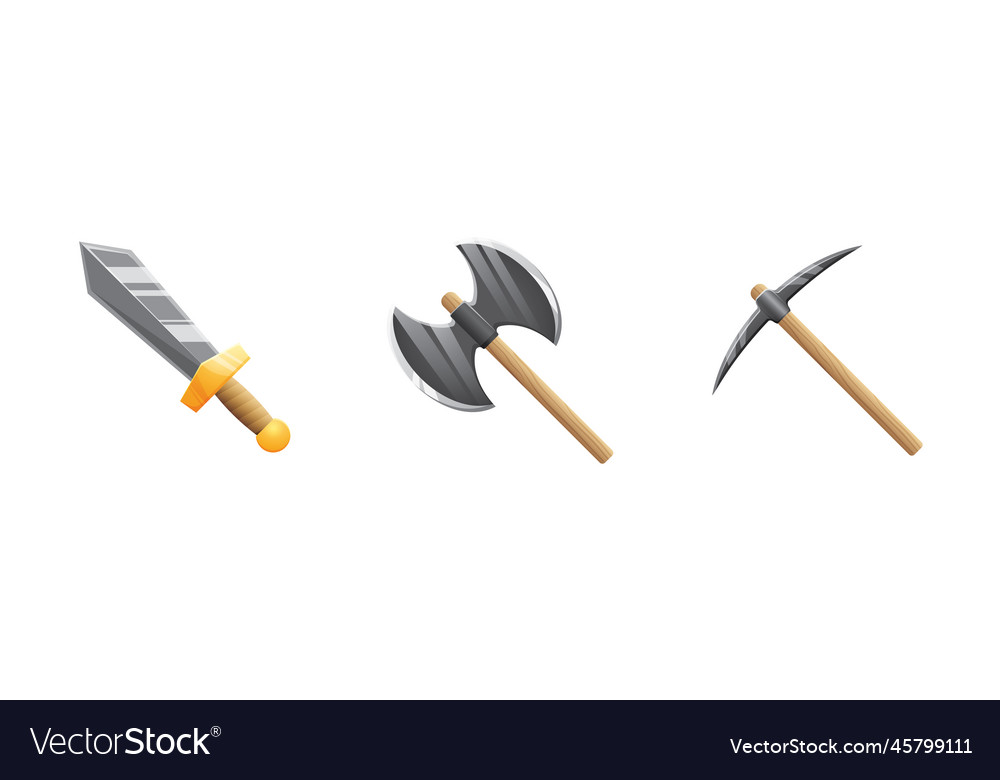 Game ui assets set gaming user interface weapon vector image Game ui assets set gaming user interface weapon
