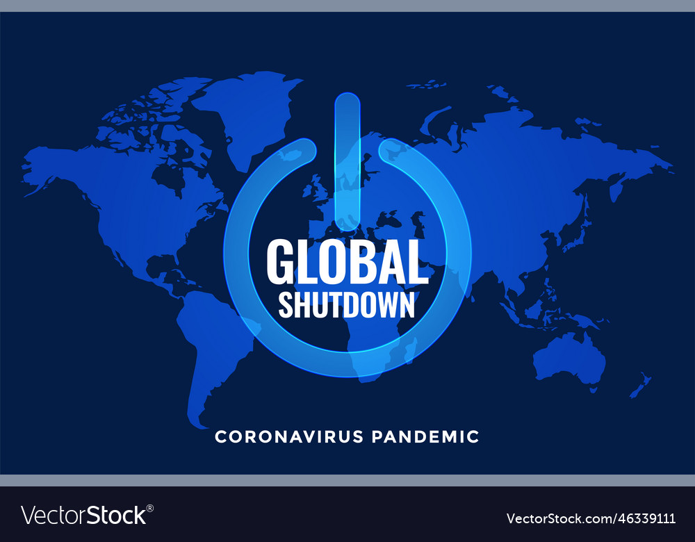 Global lockdown and shutdown with world map