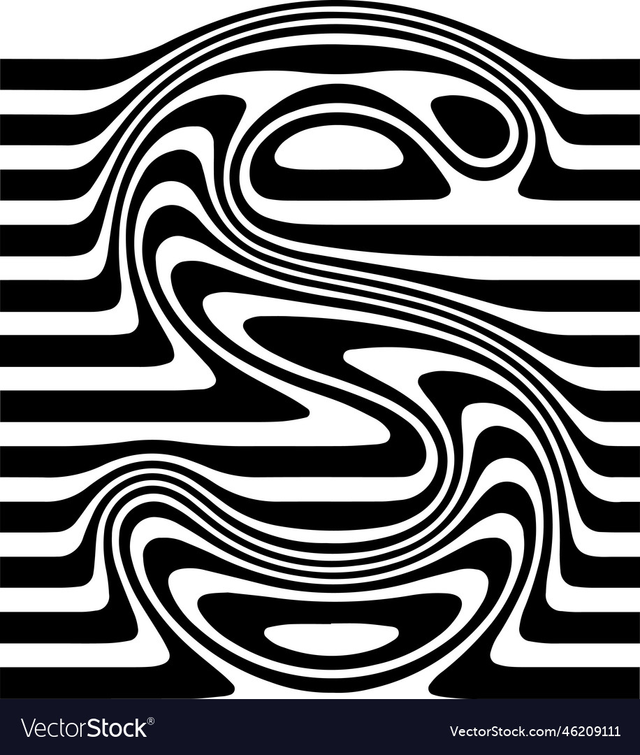 Liquified Letter S 3d Striped Sign Optical Vector Image