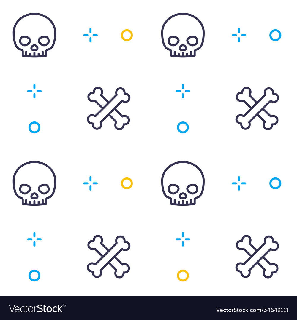 Pattern with skull and bones linear design