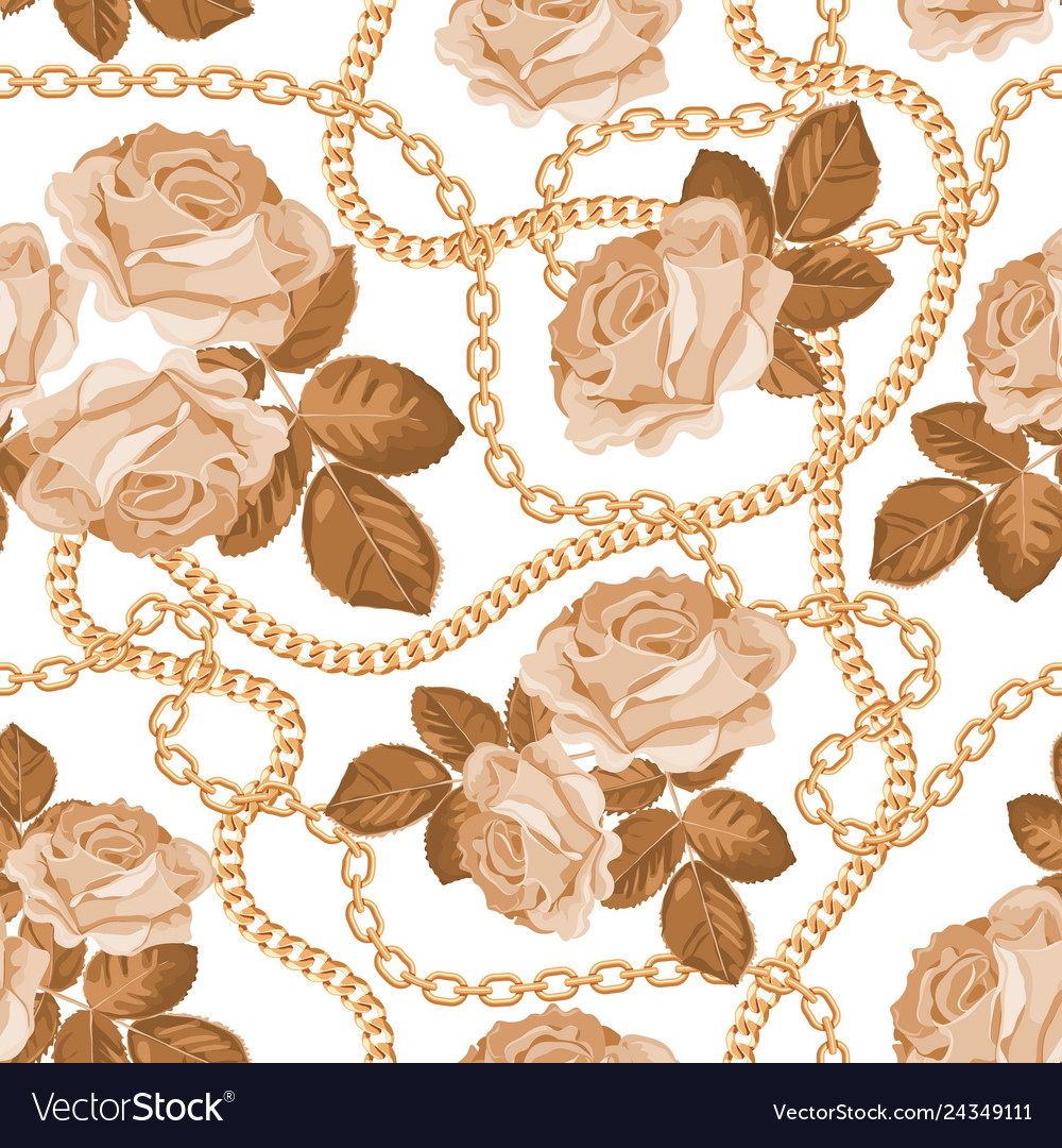Seamless pattern background with golden chains vector image Seamless pattern background with golden chains