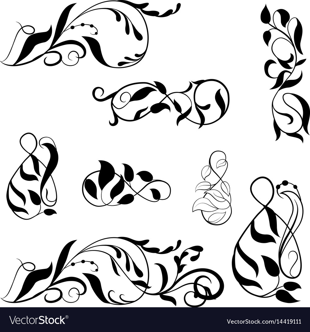 Set Borders Vignettes Ornate Frame Royalty Free Vector Image