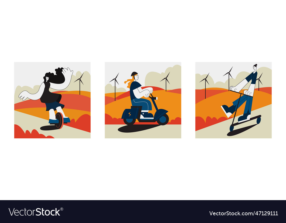 Set of different cartoon characters using urban vector image Set of different cartoon characters using urban