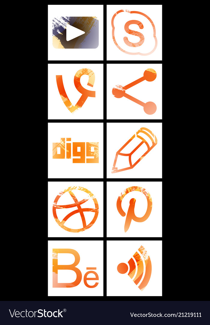 Set of social networking icons web design flat Vector Image Set of social networking icons web design flat