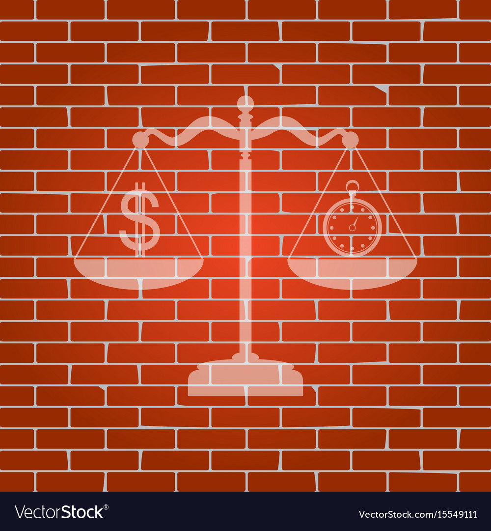 Stopwatch and dollar symbol on scales