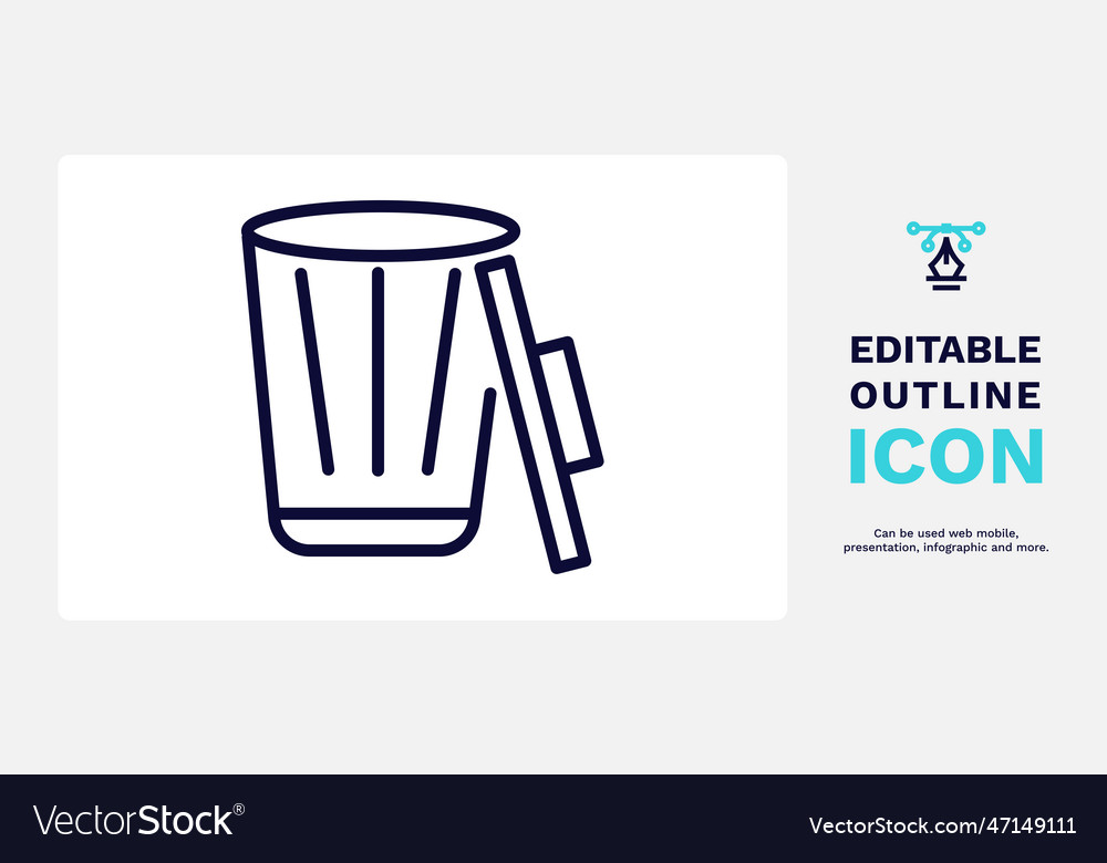 Trash can open icon thin line vector image Trash can open icon thin line