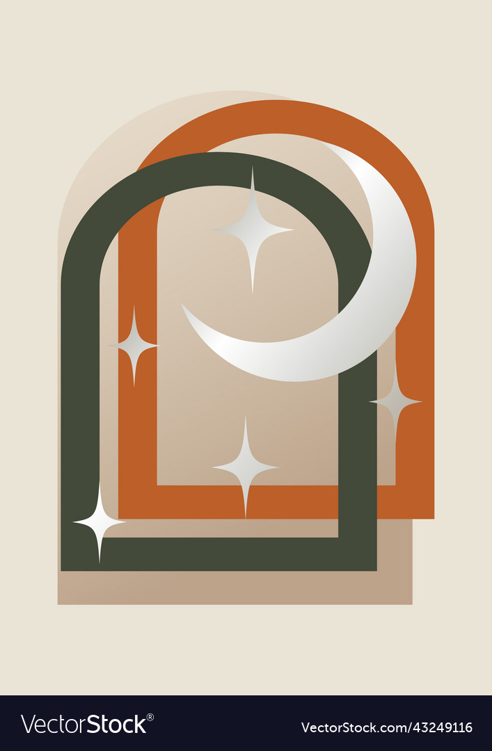 Abstract gradient with arch and moon vector image Abstract gradient with arch and moon