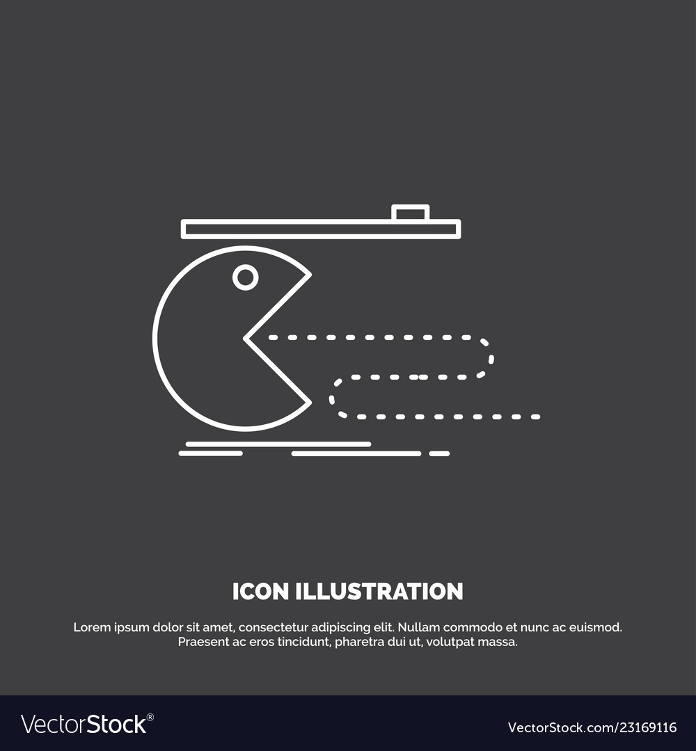 Character computer game gaming pacman icon line vector image Character computer game gaming pacman icon line