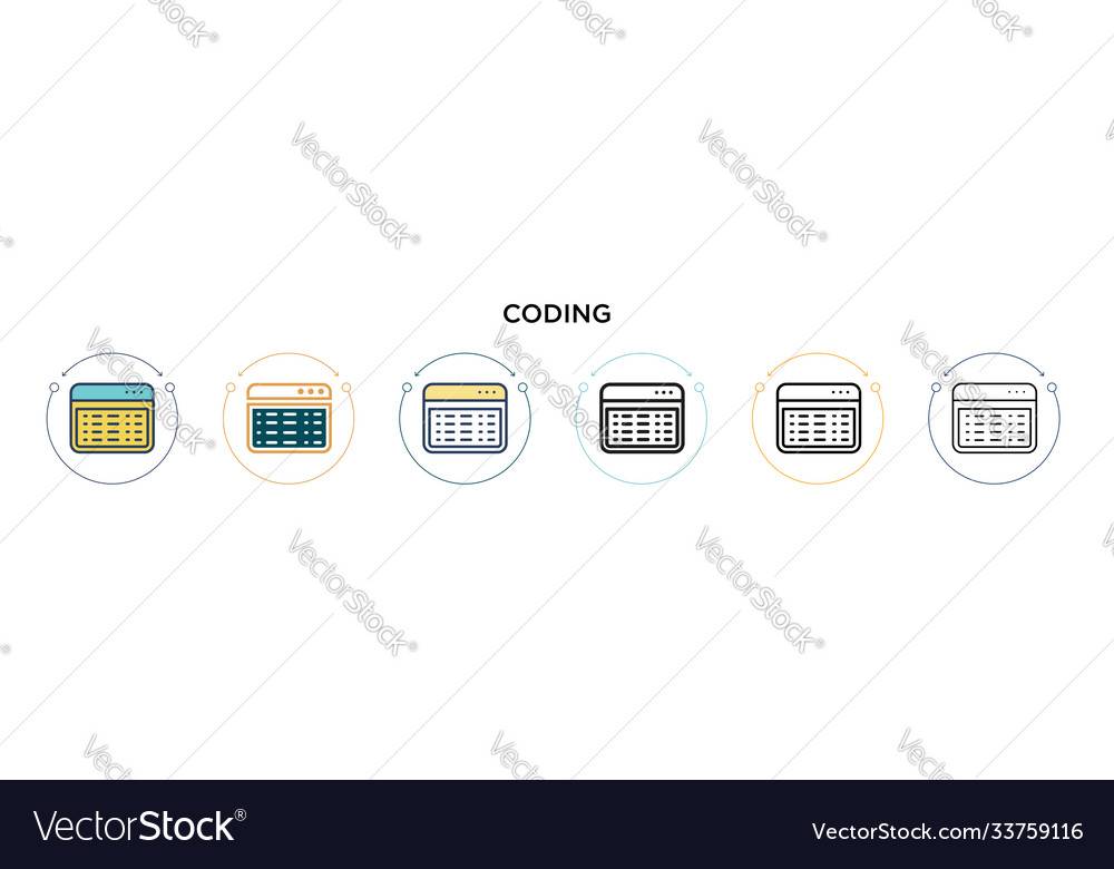 Coding icon in filled thin line outline Vector Image Coding icon in filled thin line outline