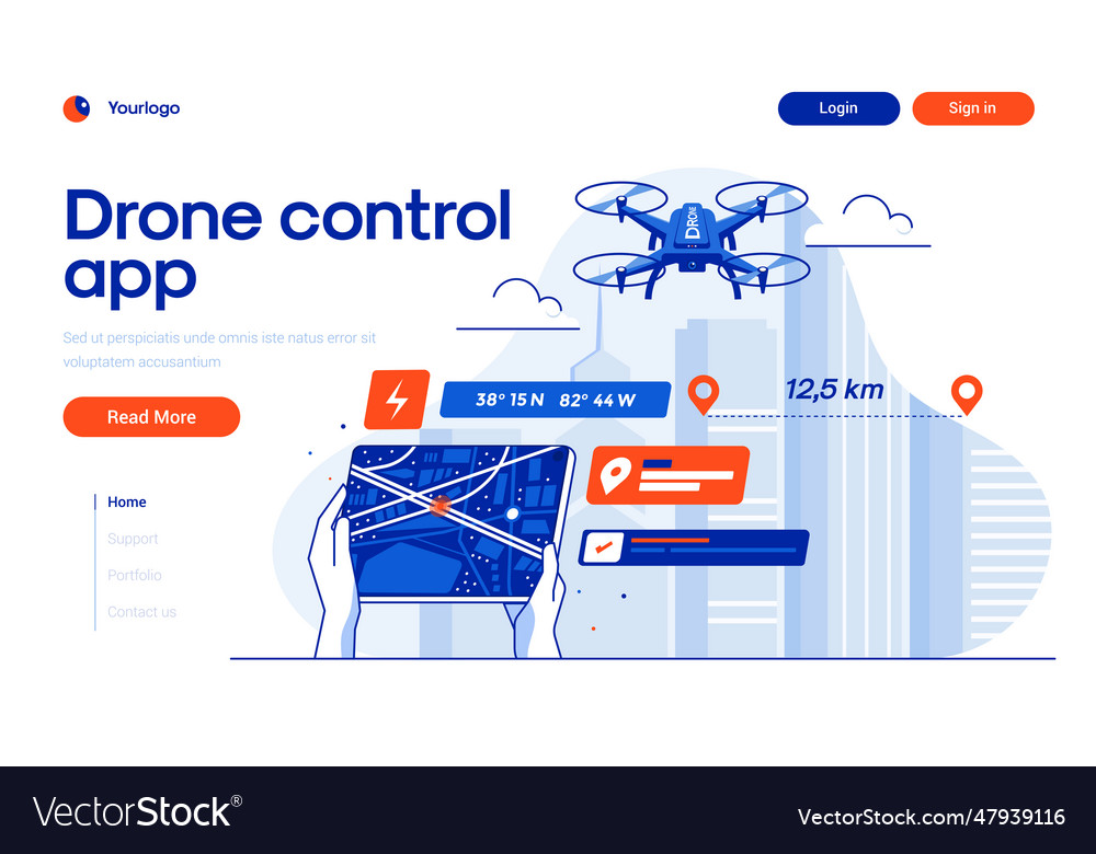 Flat modern design of drone control app Royalty Free Vector
