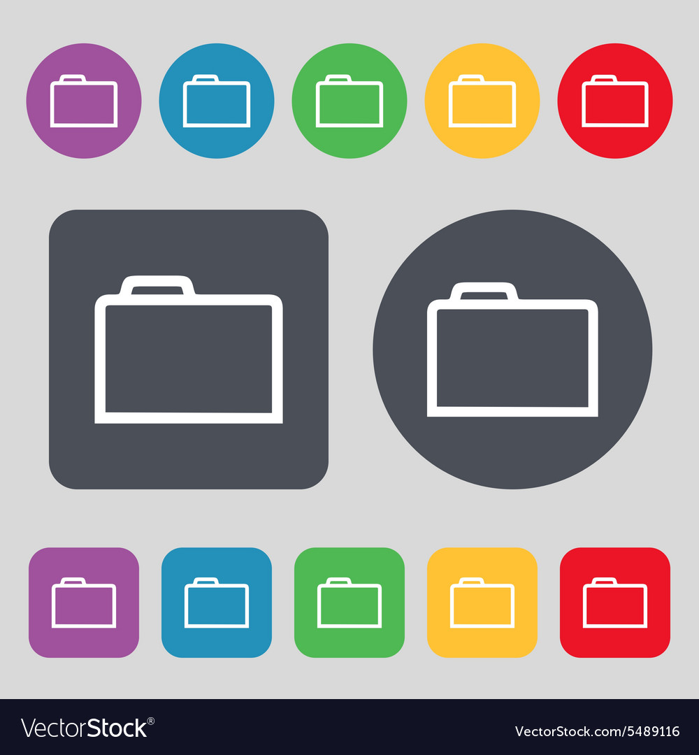 Folder icon sign a set of 12 colored buttons flat Vector Image