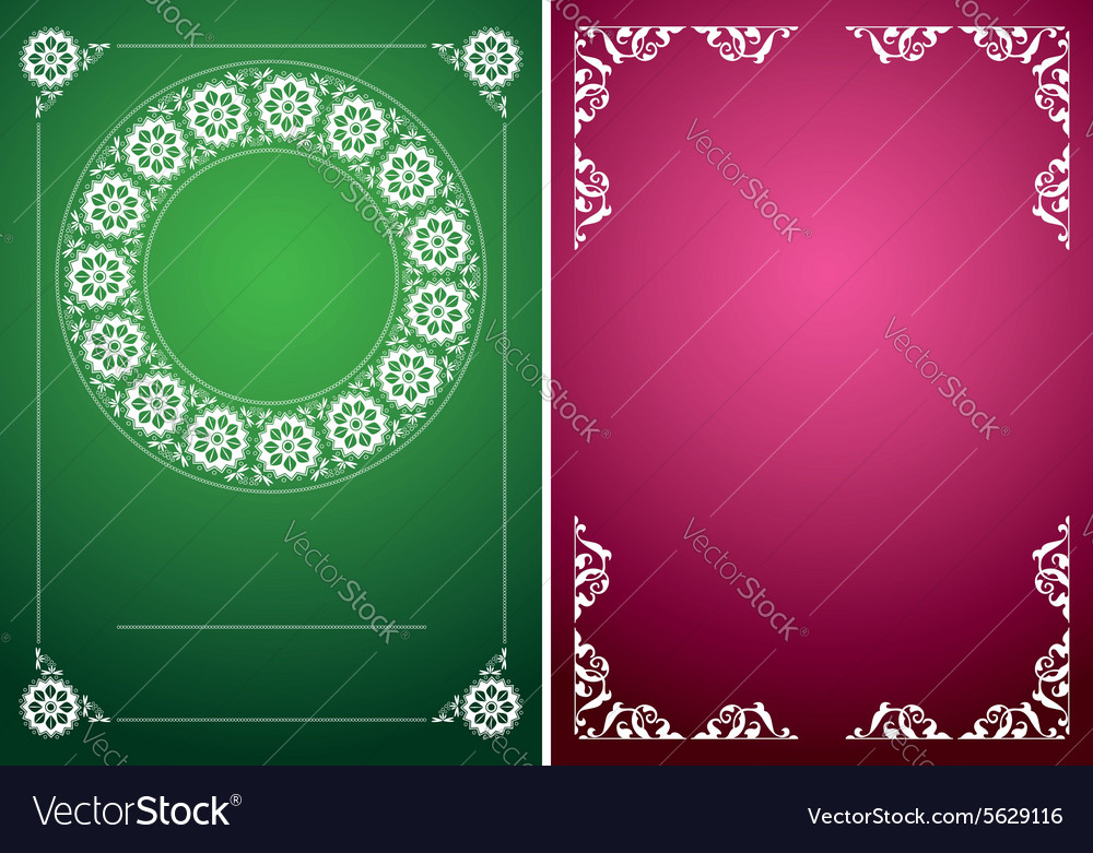 Green and red vintage backgrounds with white frame