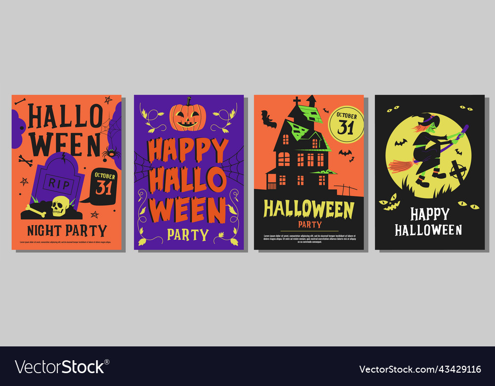 Halloween posters set vector image Halloween posters set