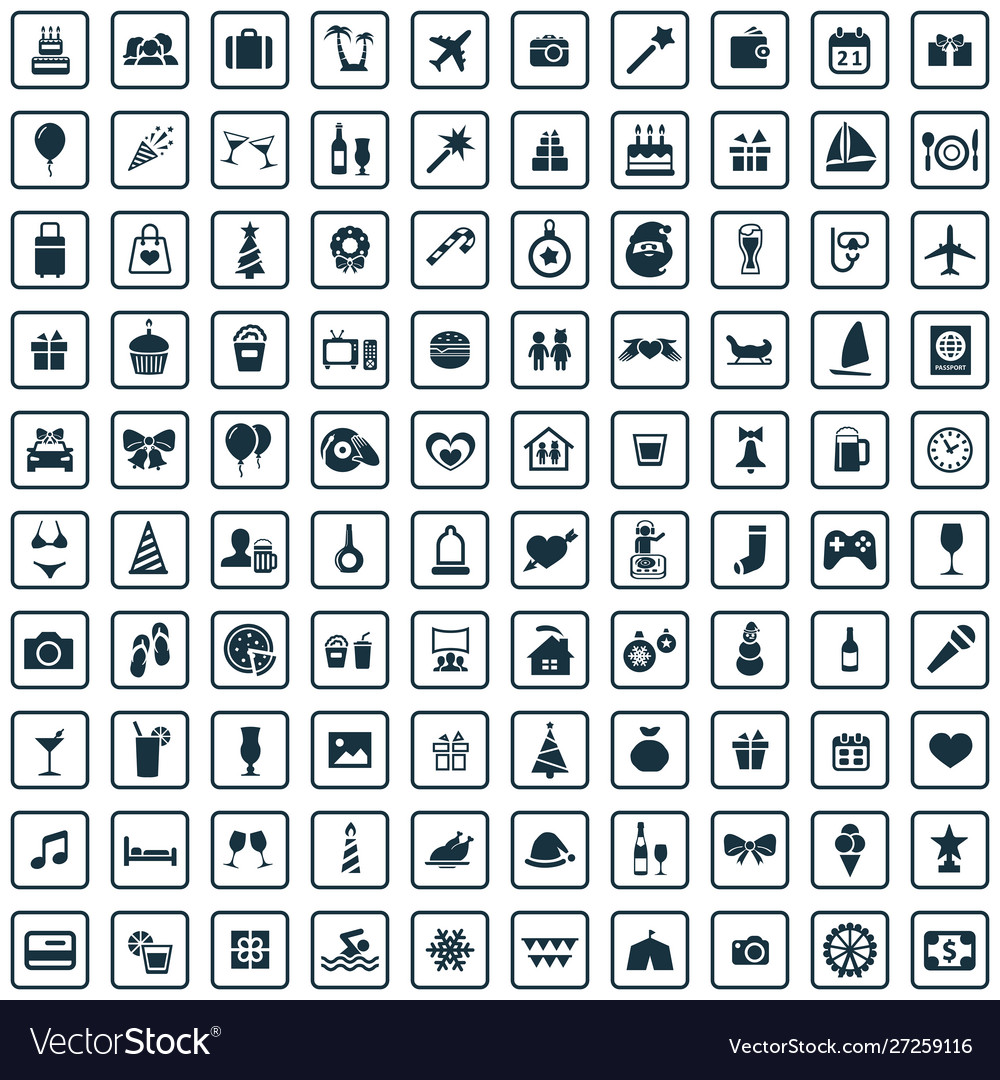 Holiday 100 icons universal set for web and ui