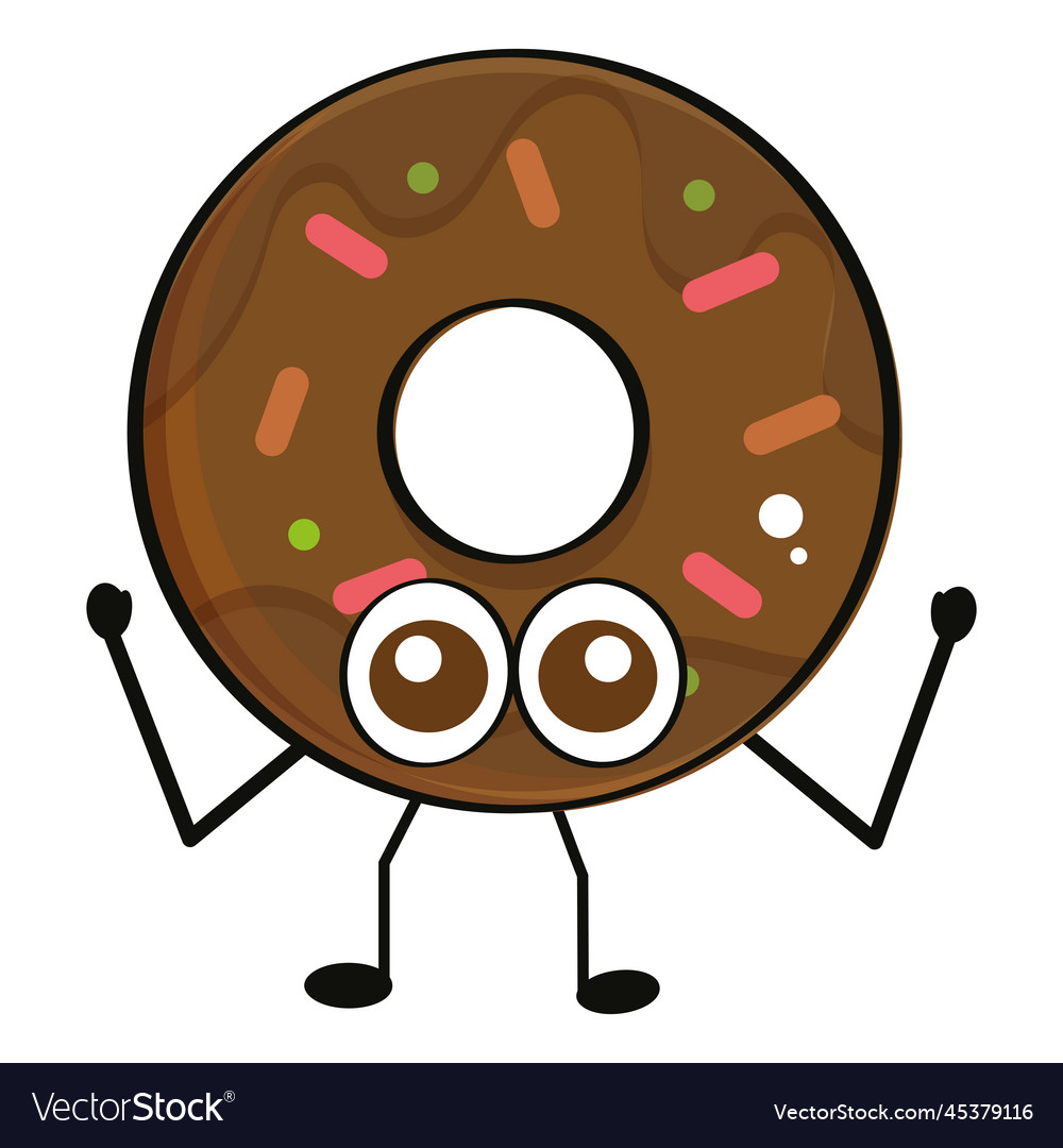 Isolated cute chocolate donut cartoon character Vector Image