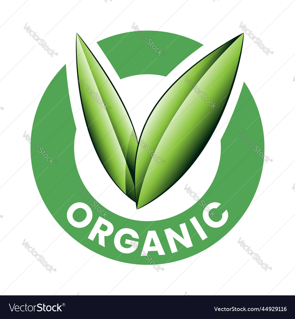 Organic round icon with shaded green leaves