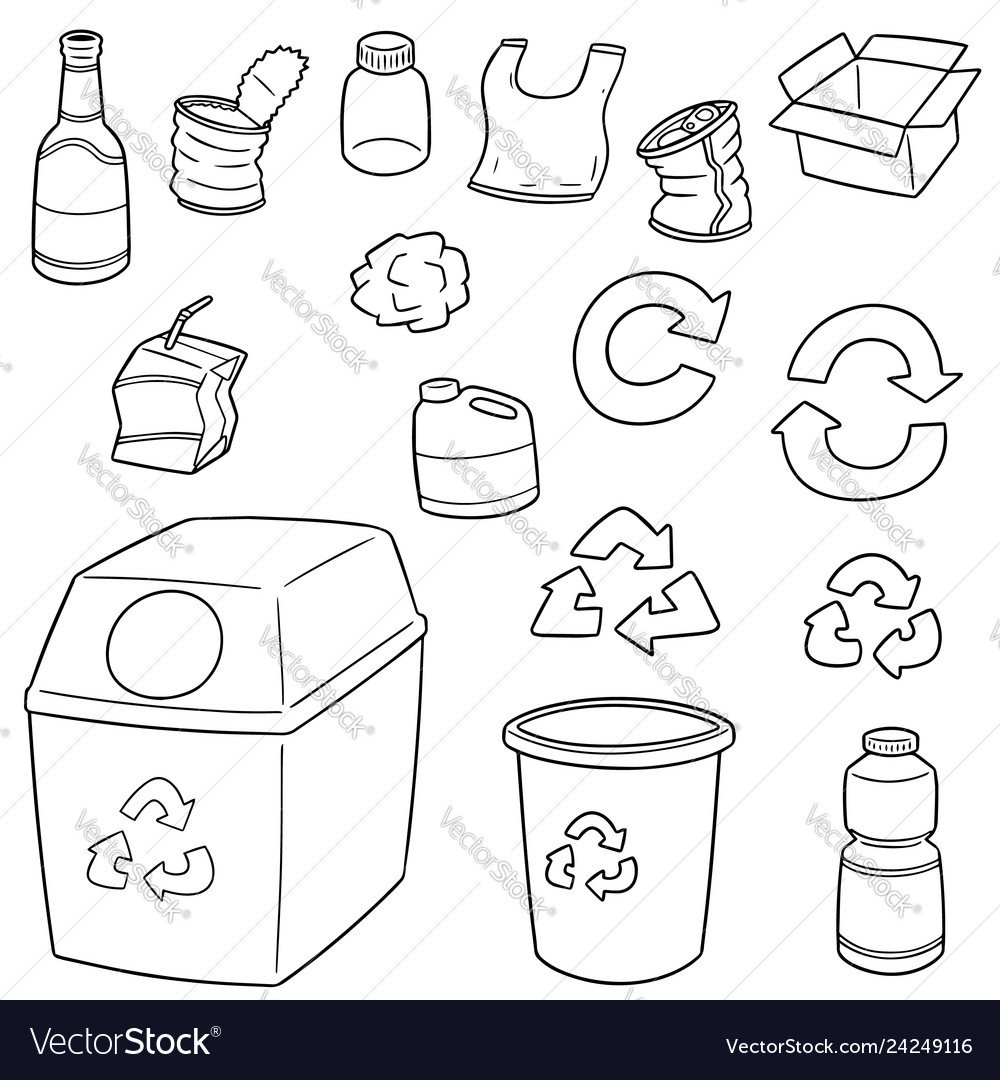 Set of recycle garbage vector image Set of recycle garbage