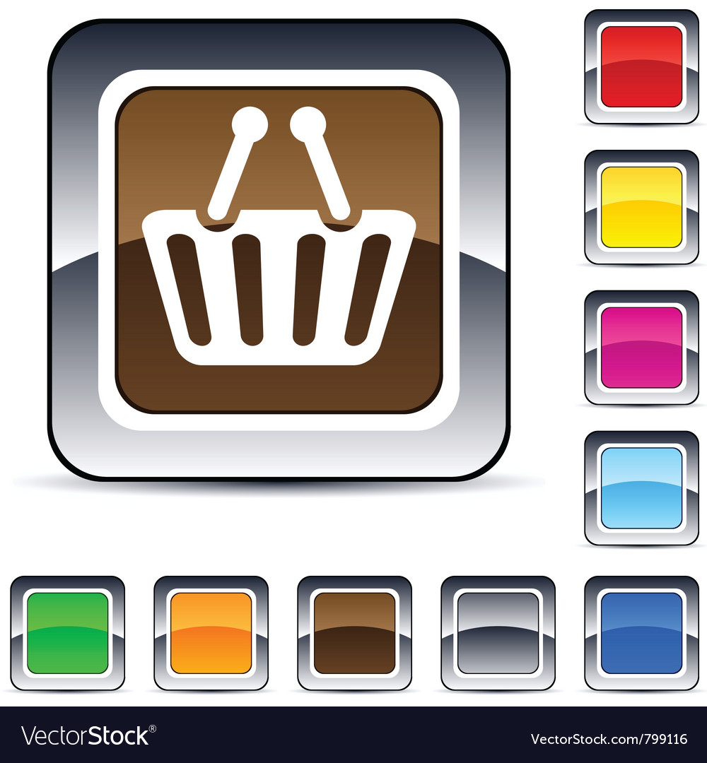 Shopping cart square button Royalty Free Vector Image