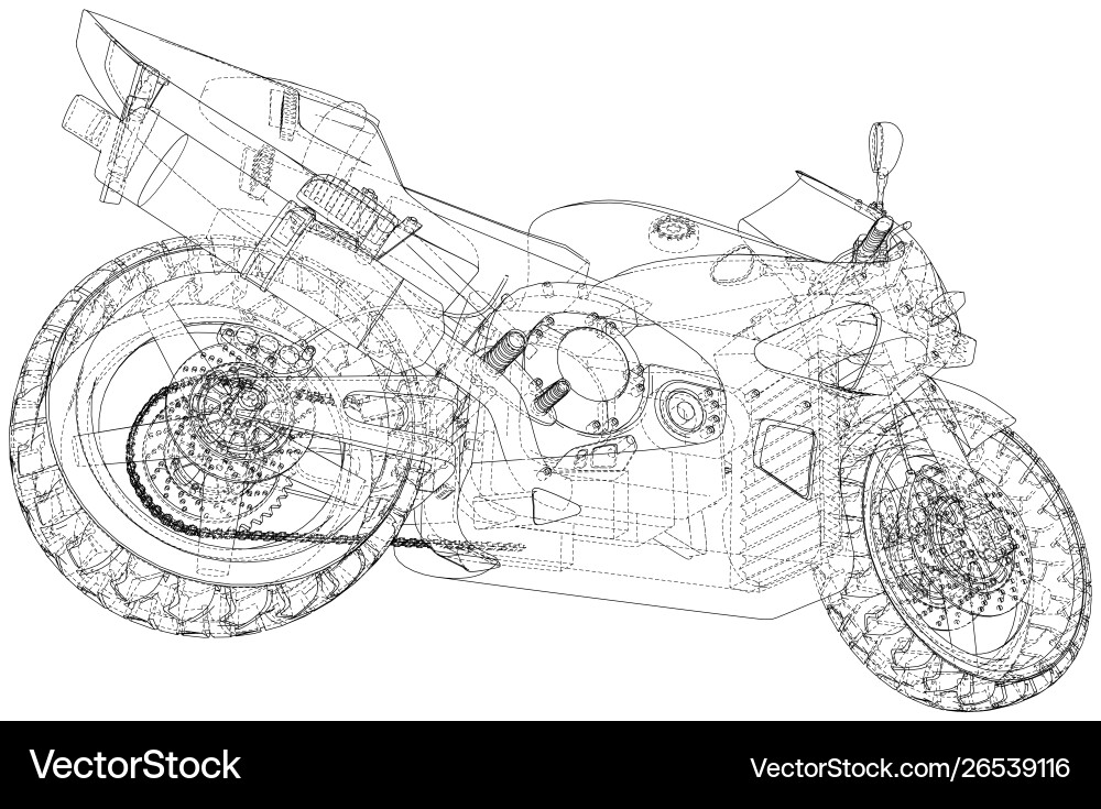 Sport motorbike technical wire-frame Royalty Free Vector