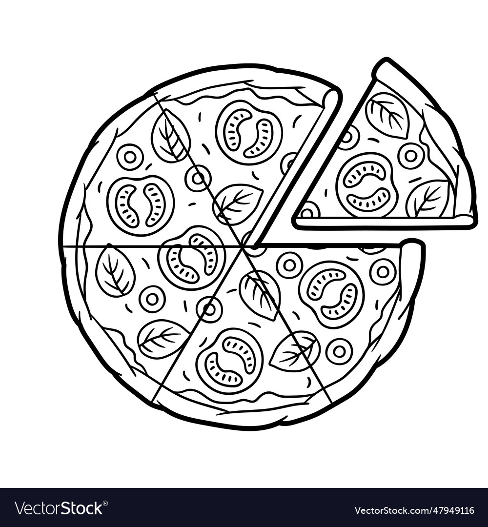 Tasty pizza slice separated delicious fast food Vector Image