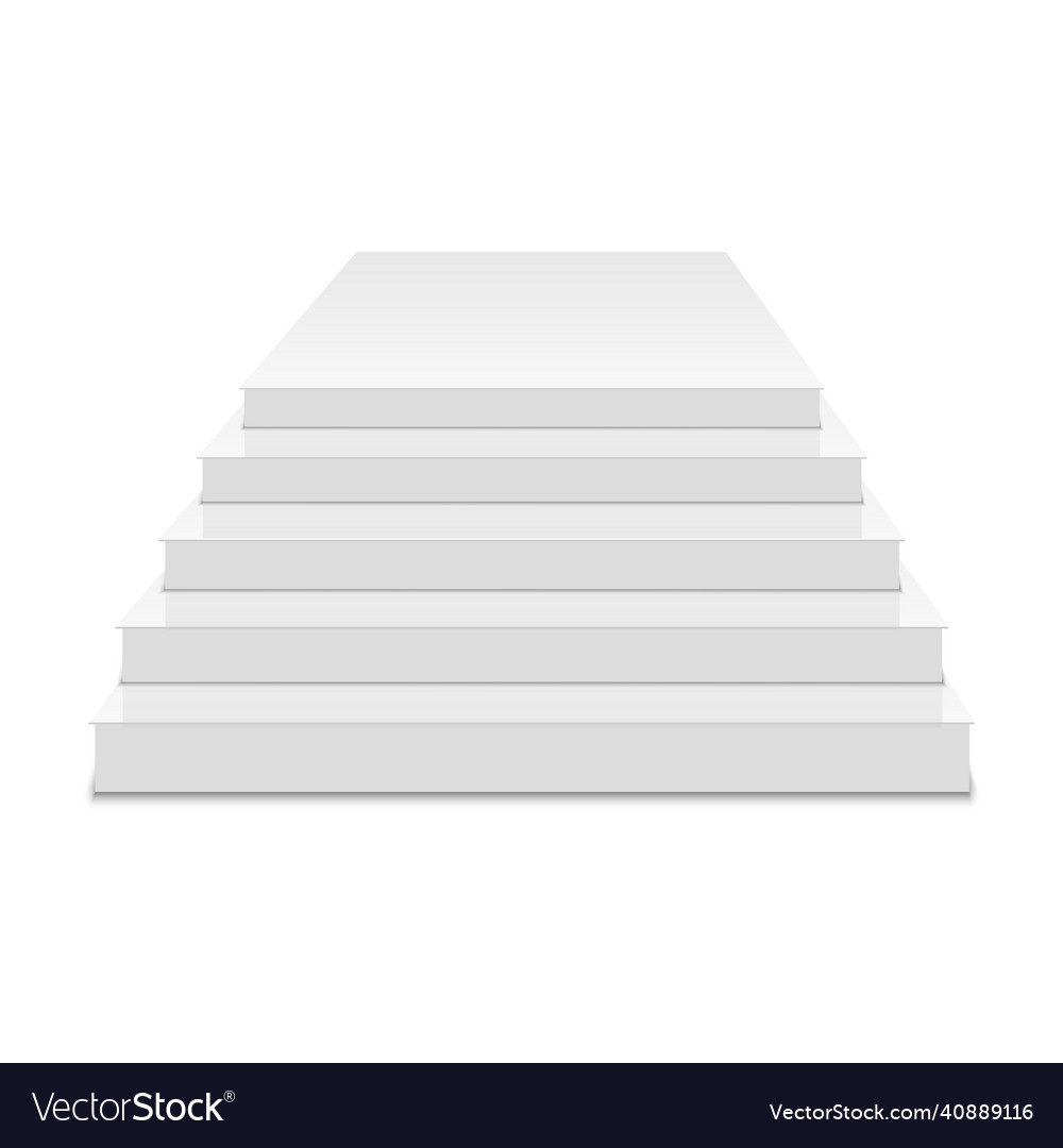 White podium square 3d empty with steps