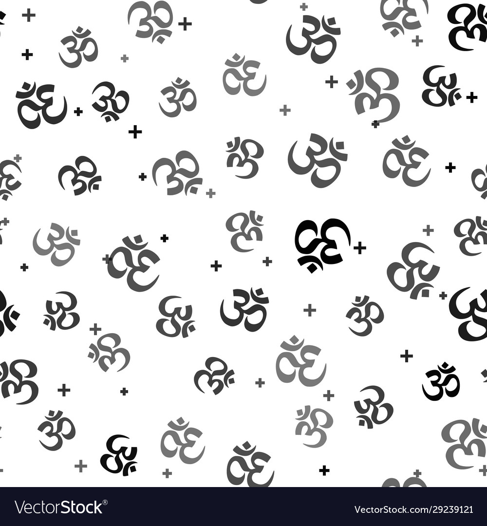 Black om or aum indian sacred sound icon seamless Vector Image