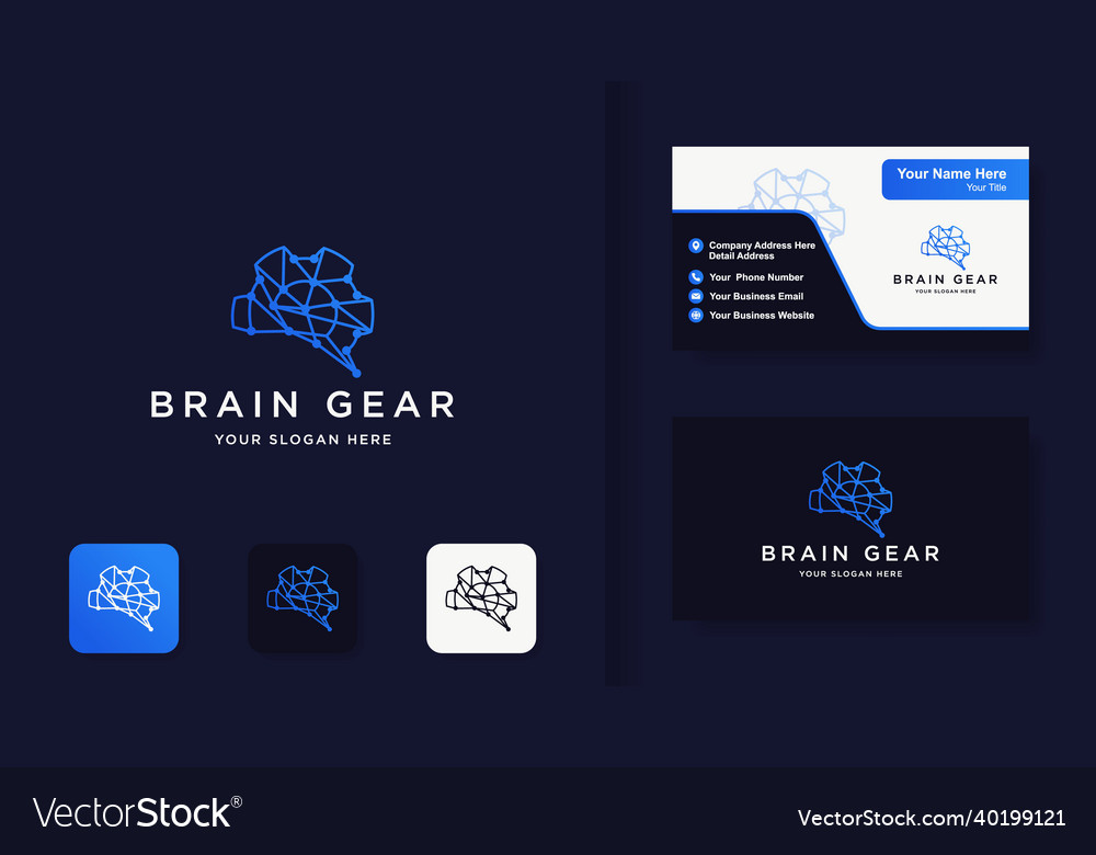 Brain and gear combination logo with circuit line