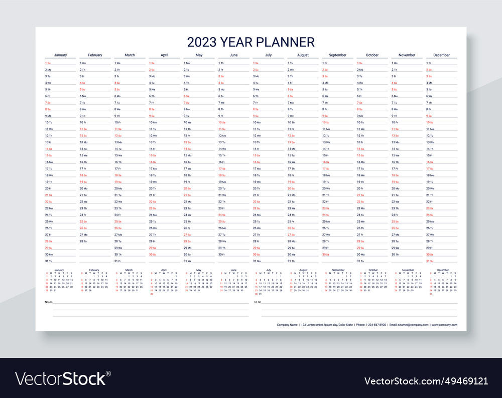 Calendar for 2023 year desk calender planner Vector Image