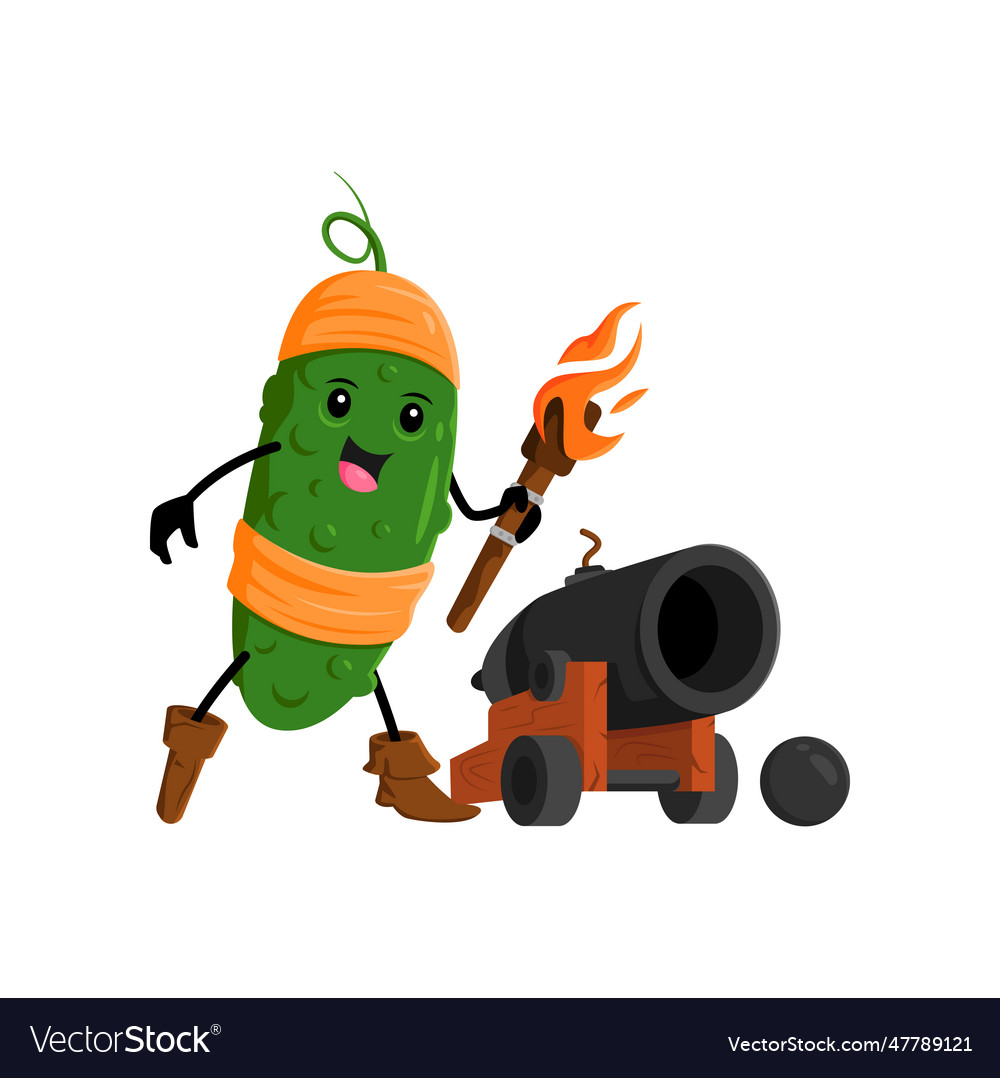 Cartoon cucumber vegetable pirate and corsair vector image Cartoon cucumber vegetable pirate and corsair