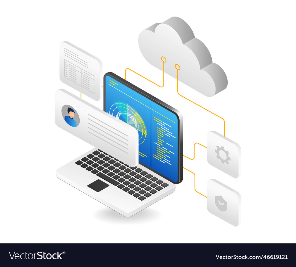 Cloud computing technology concept isometric