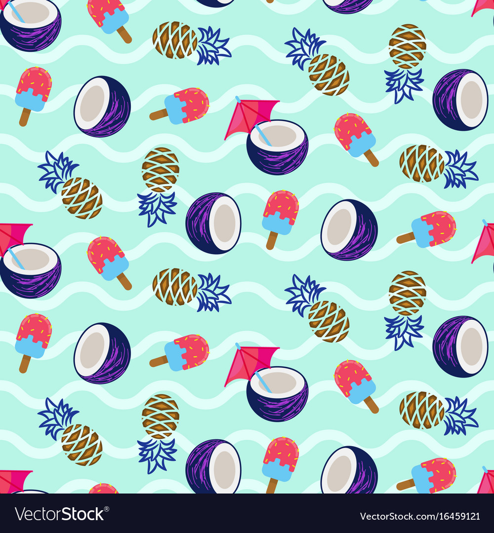 Coconut pineapple and ice cream seamless