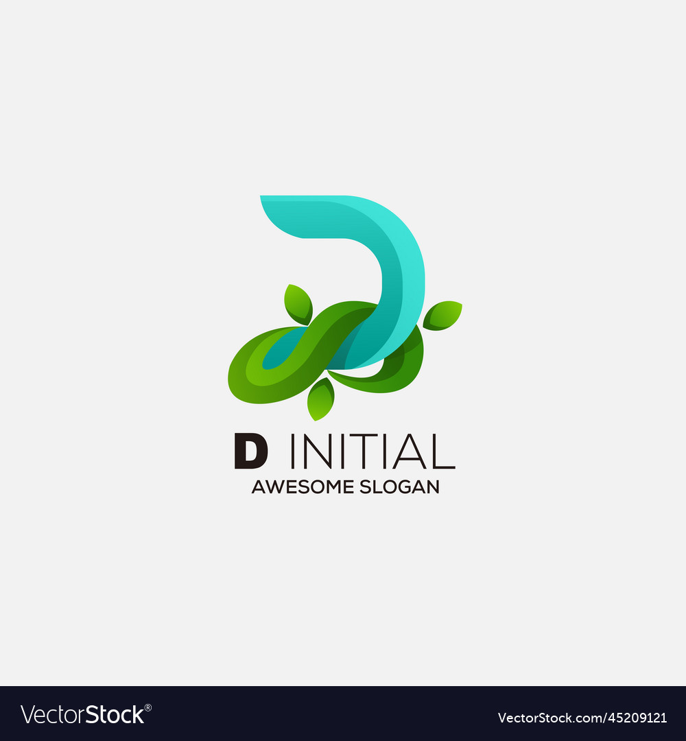 D initial design logo gradient color
