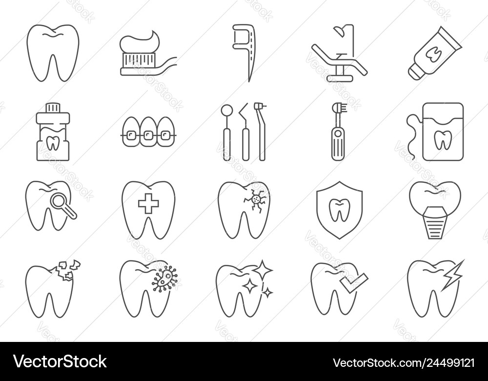 Dental Icon Set - White Background Royalty Free Vector Image