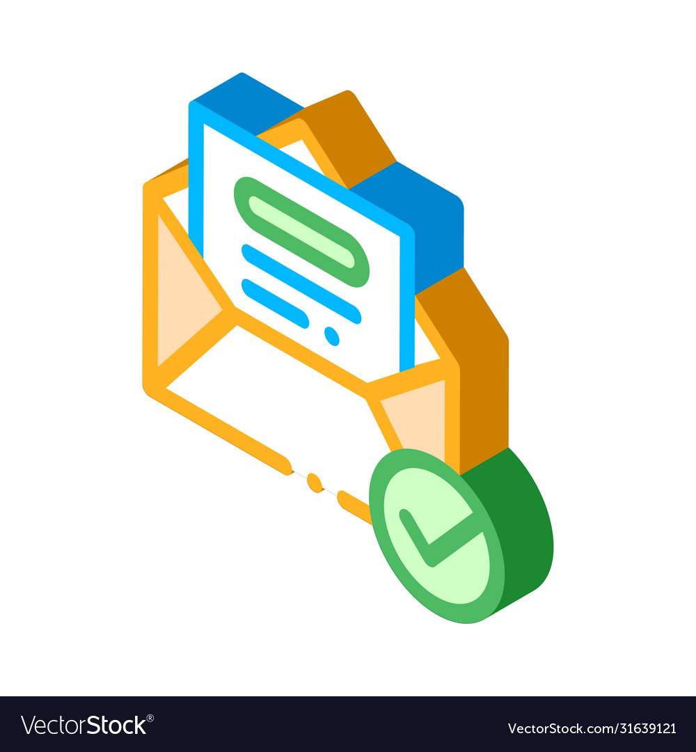 Envelope message list and approved mark vector image Envelope message list and approved mark