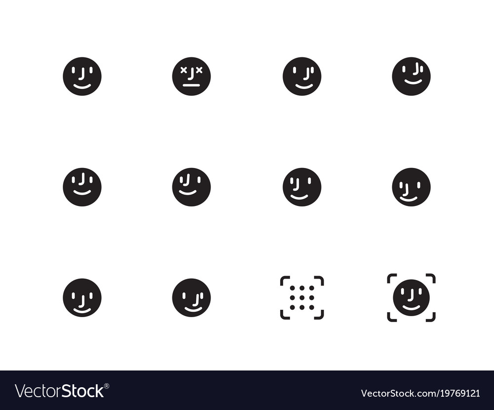 Face detecting icons on white background