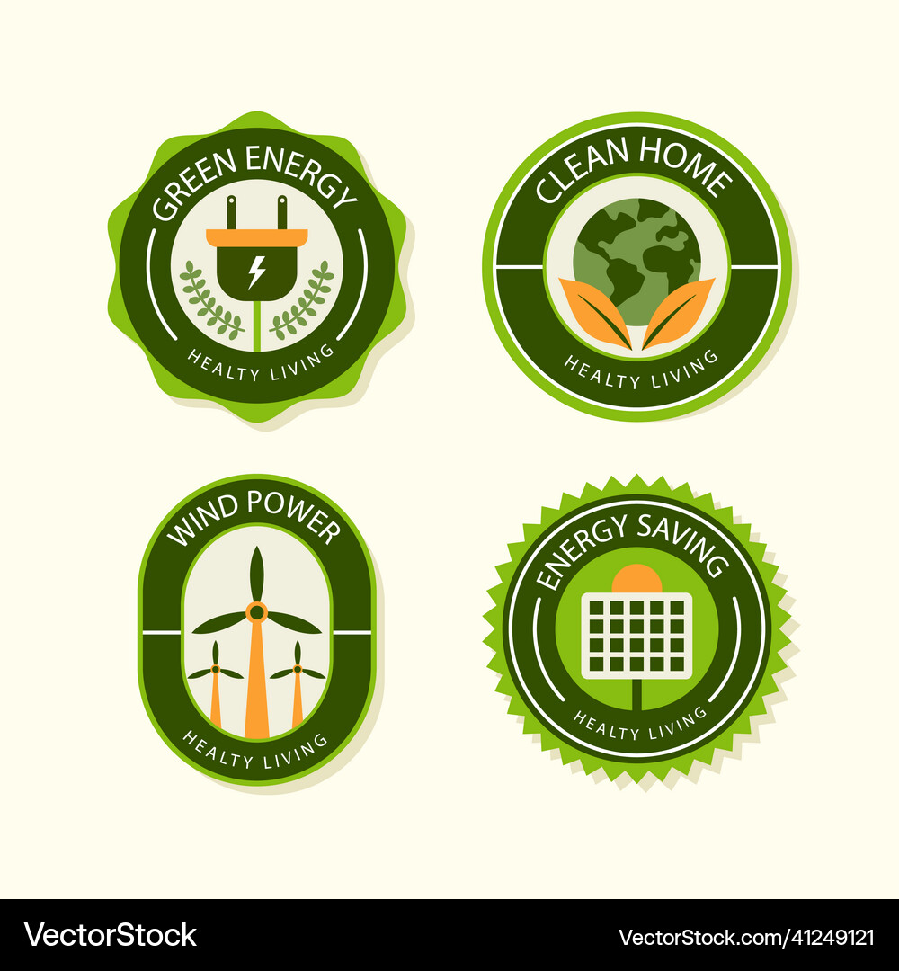 Flat design eco label set Royalty Free Vector Image