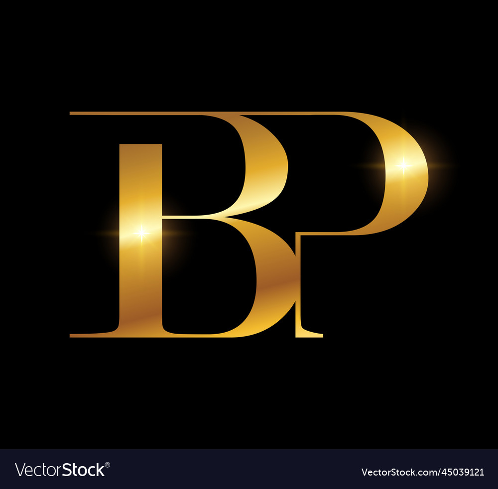 Golden monogram logo initial letters bp Royalty Free Vector