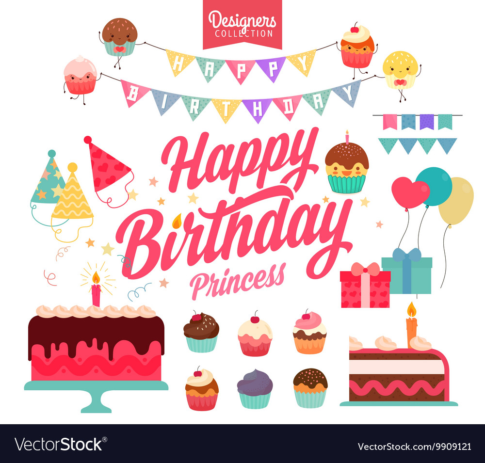 Happy Birthday Icon Set Royalty Free Vector Image 9099