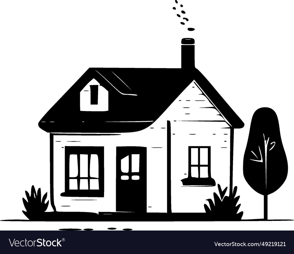Home - black and white Royalty Free Vector Image