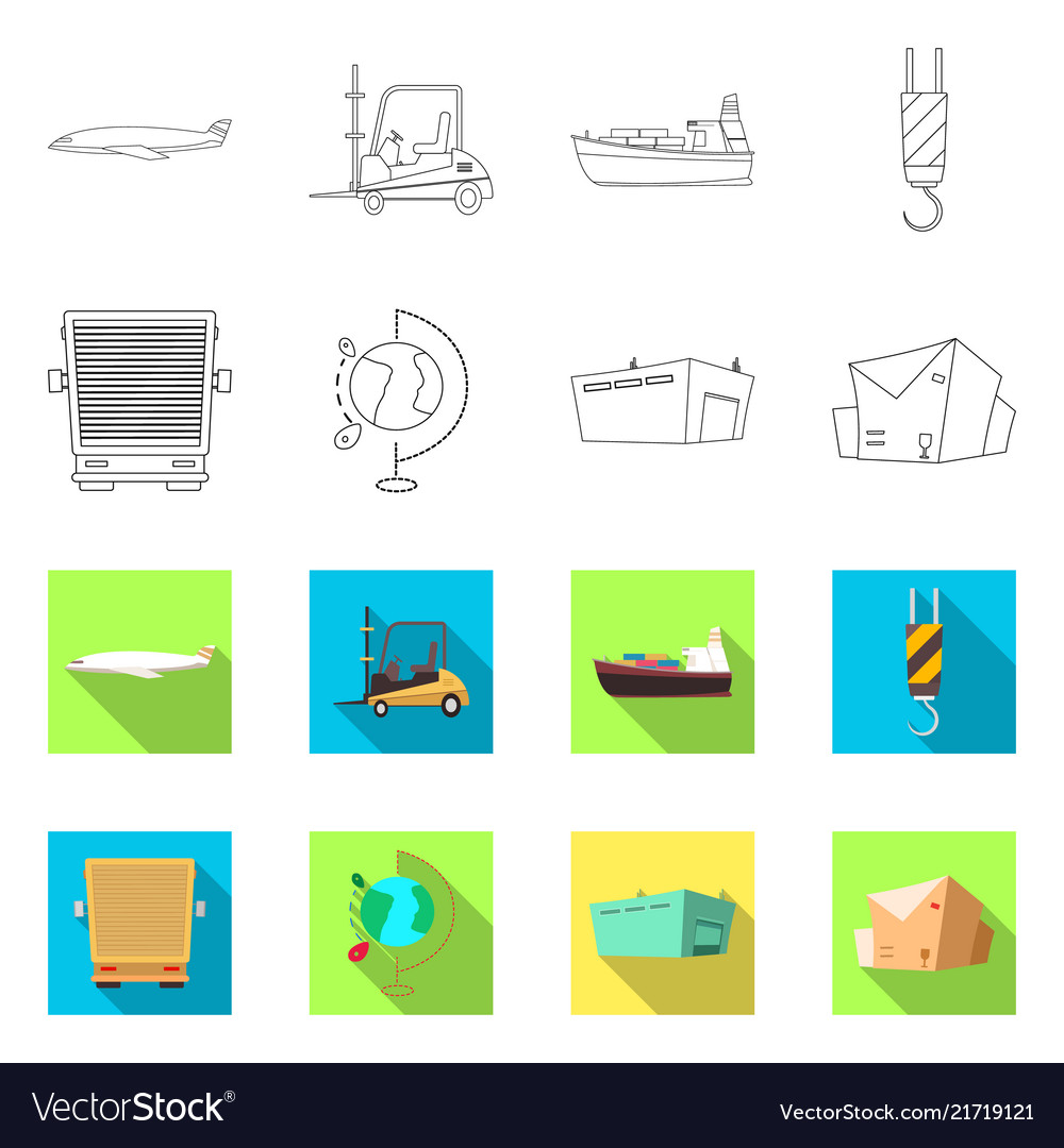 Isolated object of goods and cargo icon set