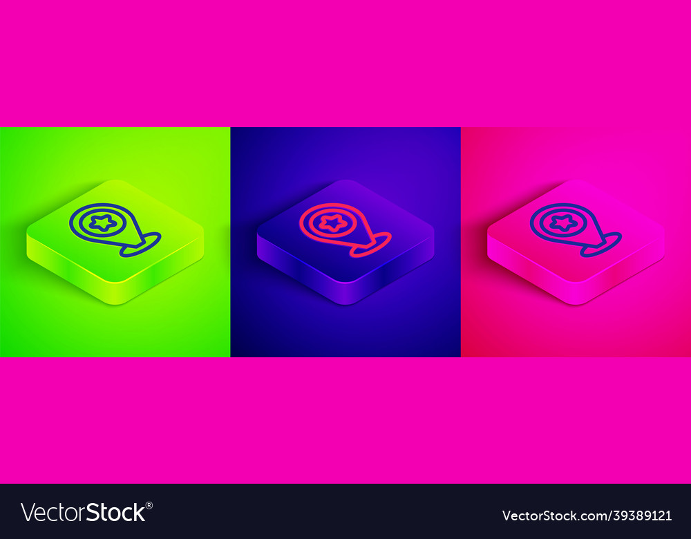 Isometric line map pointer with star icon isolated vector image Isometric line map pointer with star icon isolated