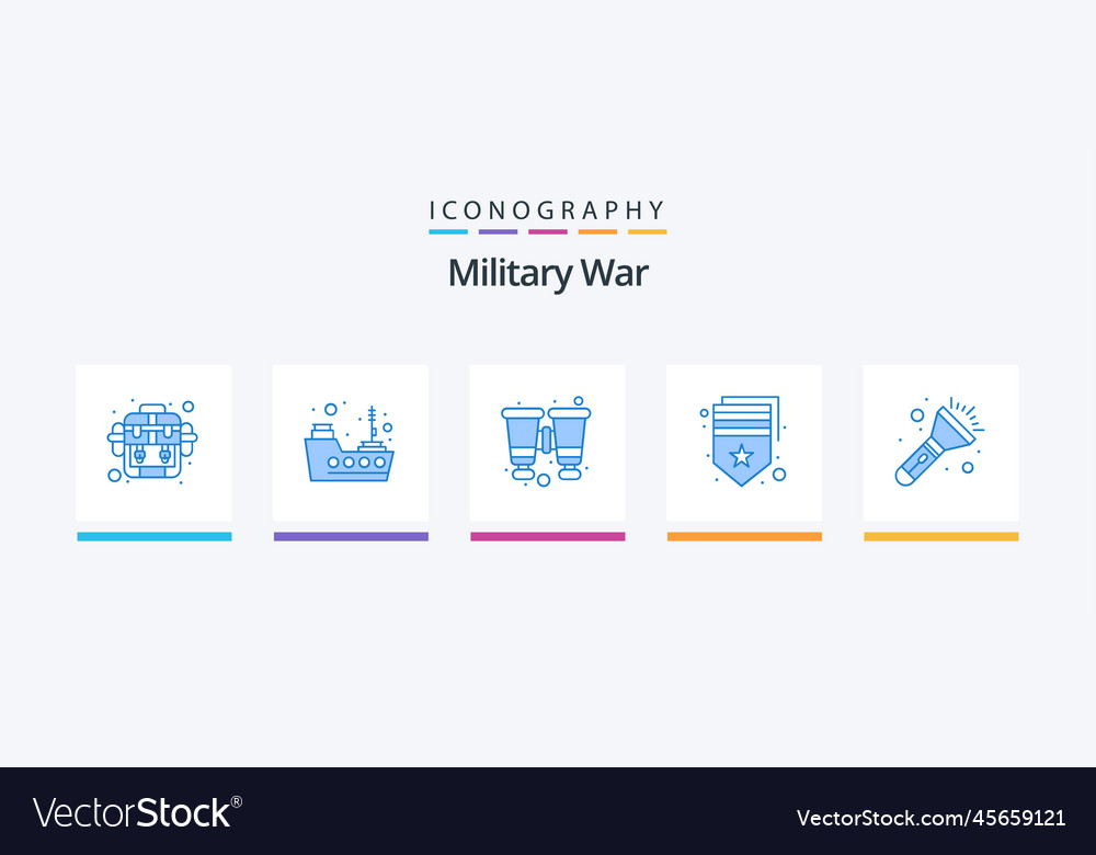 Military war blue 5 icon pack including camping