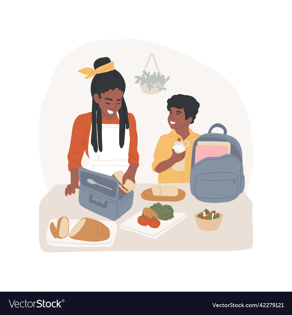Packing a lunch box isolated cartoon Royalty Free Vector Packing a lunch box isolated cartoon Royalty Free Vector