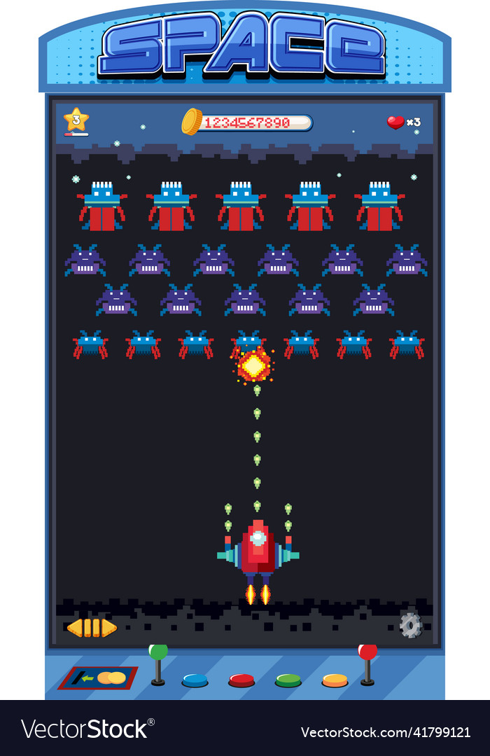 Retro pixel space game interface Vector Image Retro pixel space game interface
