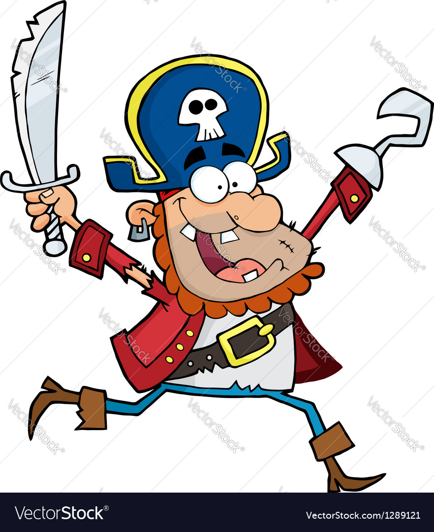 Running Pirate with Sword and Hook