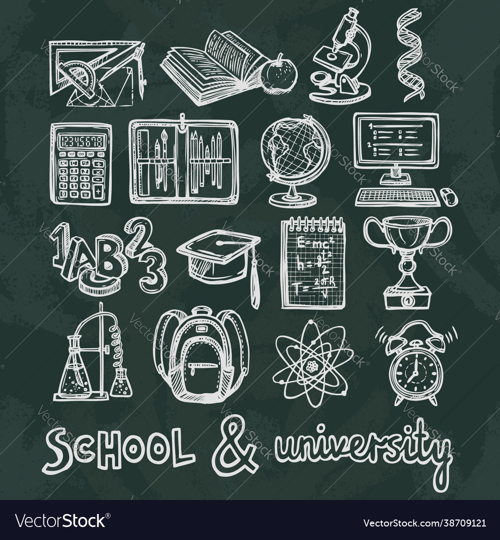 Schulbildung Kreideboard Icons vector image Schulbildung Kreideboard Icons