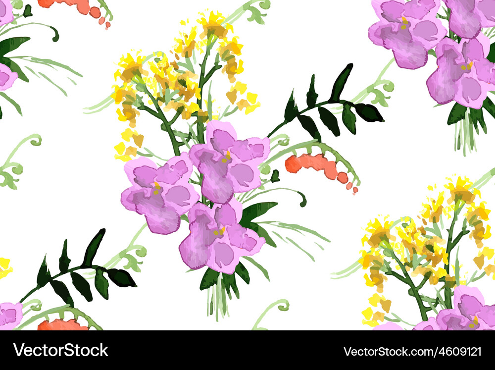 Wild flowers seamless pattern Royalty Free Vector Image
